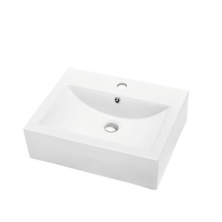 DAWN Dawn CASN110034 Contemporary Vessel Above Counter Rectangle Ceramic Art Basin with Single Hole for Faucet & Overflow - 6.125 x 20.5 x 16.375 in. CASN110034